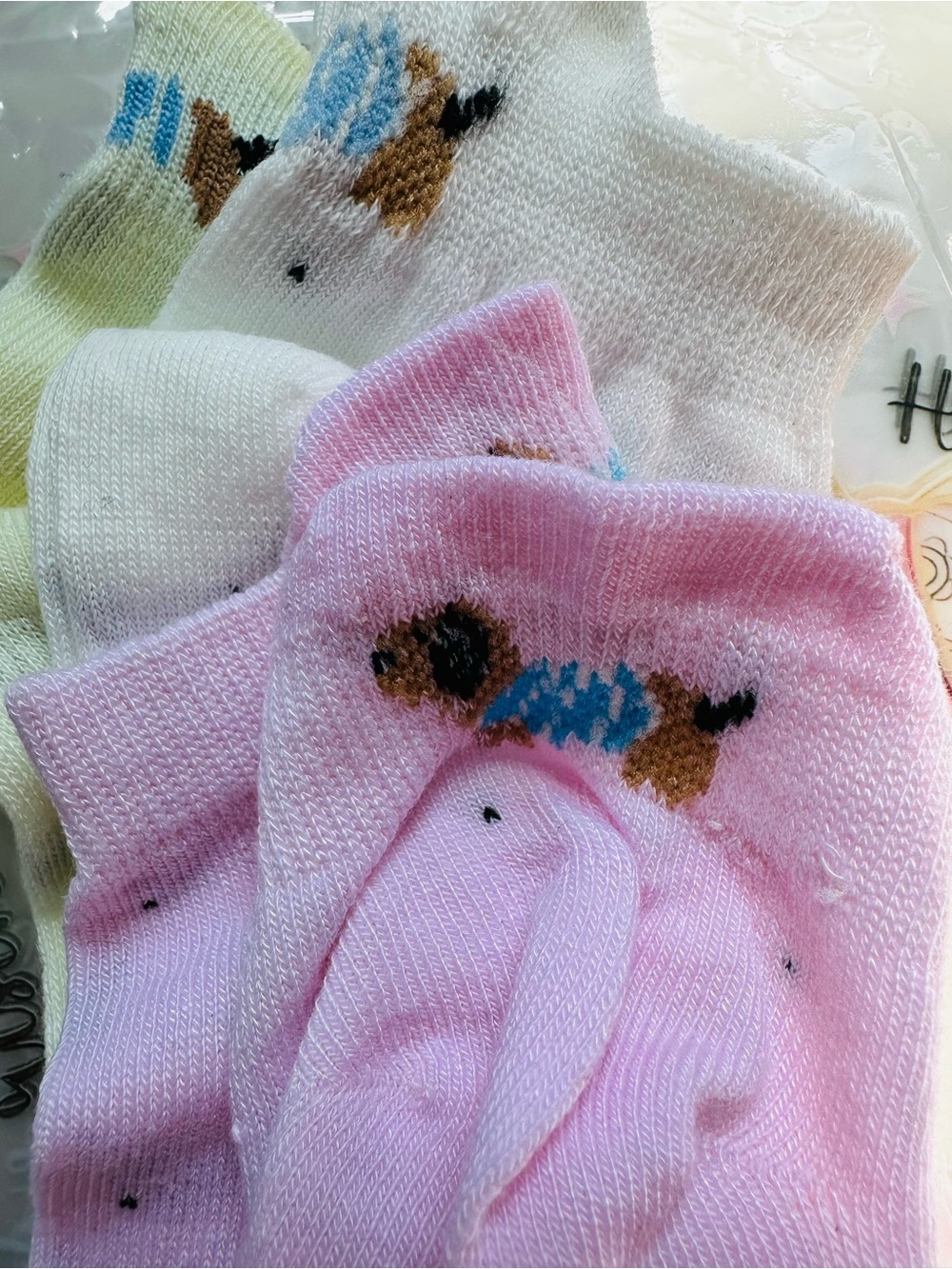 NEW 3 Pairs of Dachshund Ankle Socks w/ Tiny Black Hearts & Dachshund Dog